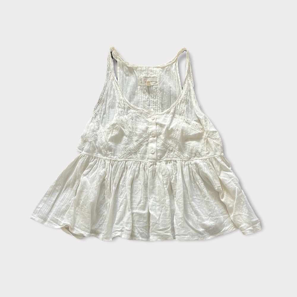 White lace ruffle tank blouse